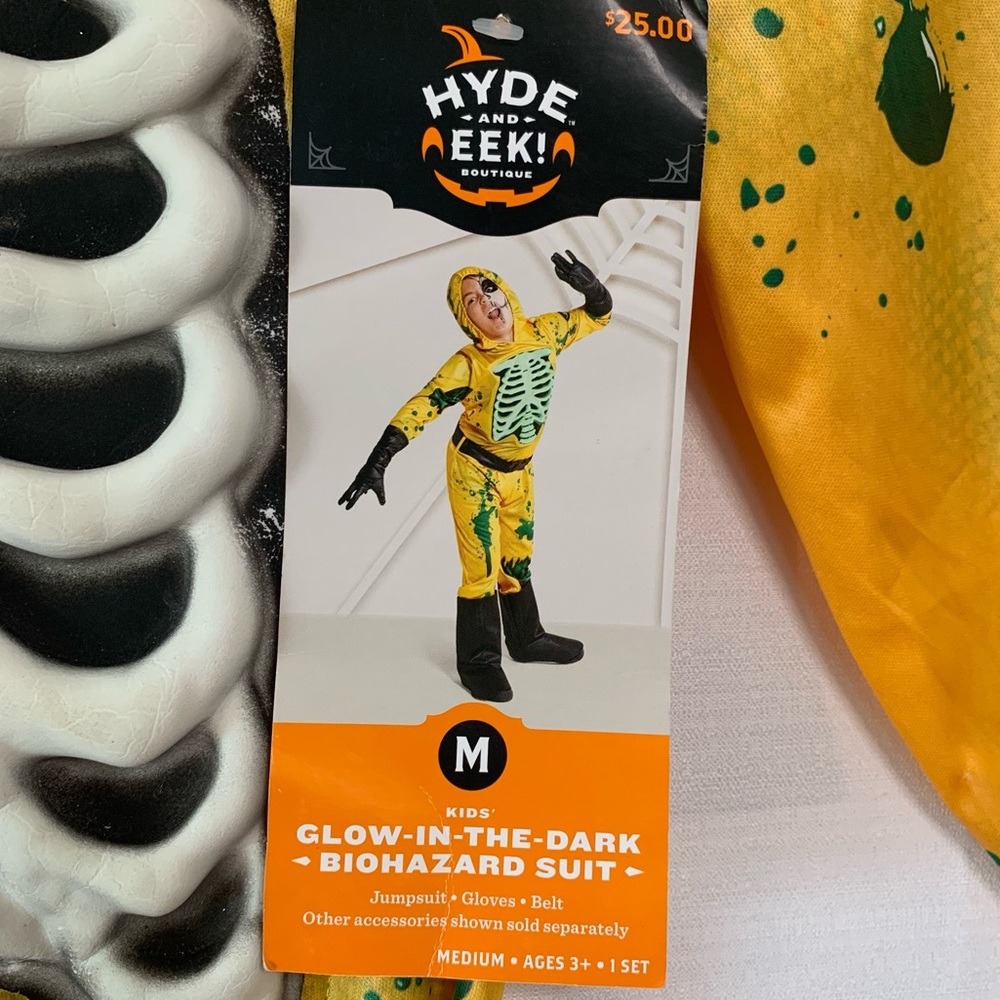 HYDE & EEK! Kid’s Glow-in-the-Dark Biohazard Costume Size Medium - Picture 3 of 6